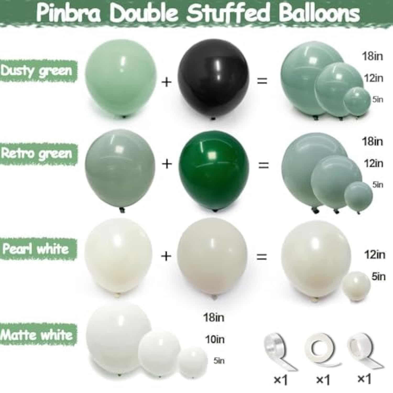 Sage Green White Balloon Garland Double Stuffed Dusty Green White Pearl Balloons Olive Pastel Balloon Arch Kit For Neutral Baby Shower Bridal Shower Birthday Baptism Party Decorations