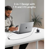 Anker Cable,4FT 2-in-1 USB C to USB C Cable 140W Max,Fast Charging for iPhone 16/16 Pro Max/15 Series,MacBook Air/Pro,and More(Braided,Black)
