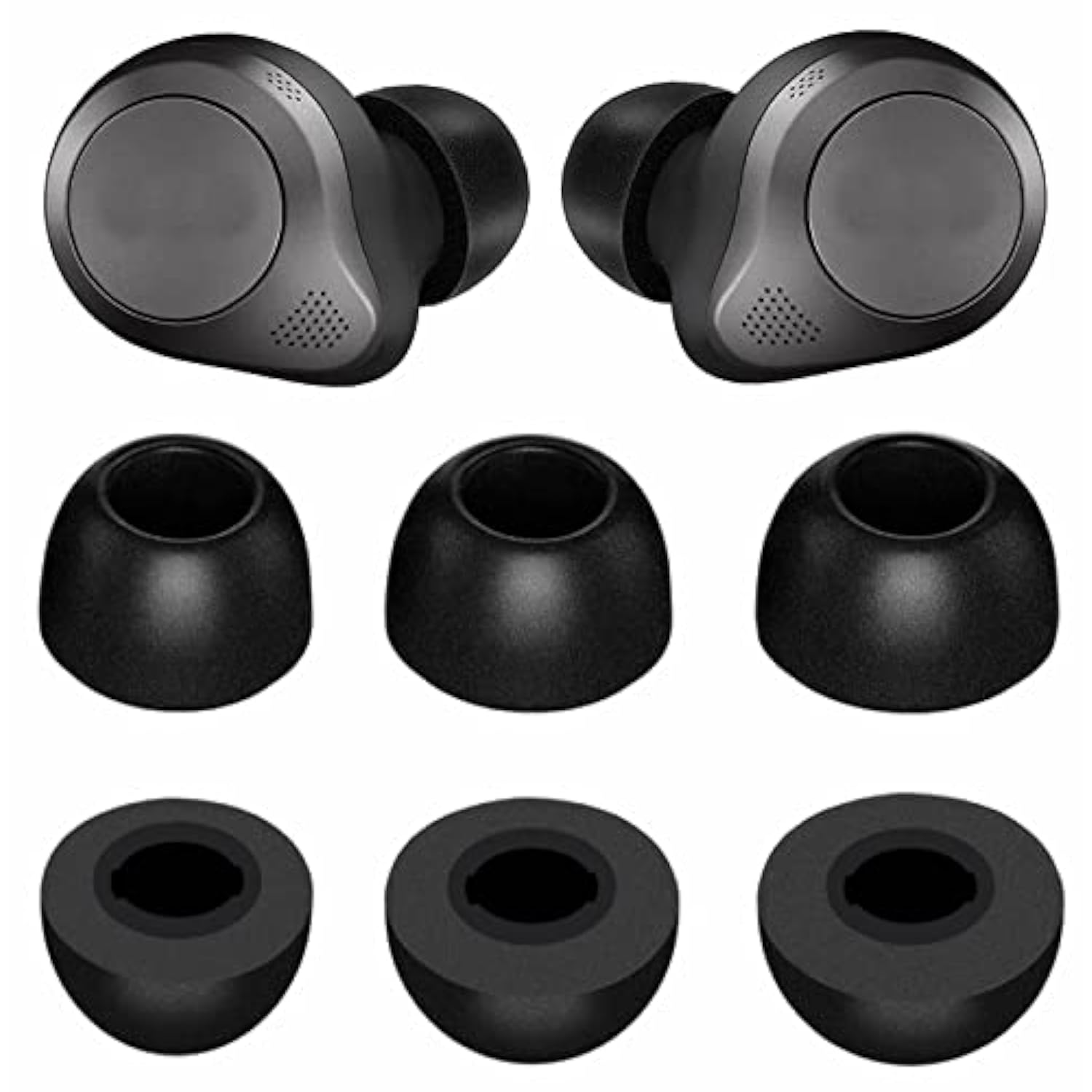 3 Pairs Memory Form Ear Tips Buds For Elite 85T, S/M/L 3 Size Replacement Reduce Noise Fit In Case Premium Earbuds Gel Compatible With Jabra Elite 85T - S/M/L Black