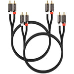 FosPower (2 Pack) 2 RCA M/M Stereo Audio Cable [24K Gold Plated | Copper Core] 2RCA Male to 2RCA Male [Left/Right] Premium Sound Quality Plug - 3FT
