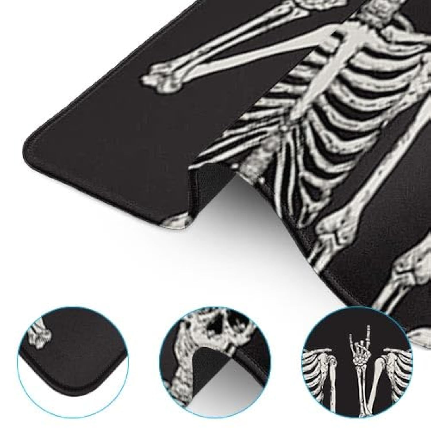 Black Skull Large Mouse Pad Non-Slip Desk Pad Keyboard And Mouse Desk Mat Gaming Mousepad For Game, Office & Home, 31.5 X 11.8 In