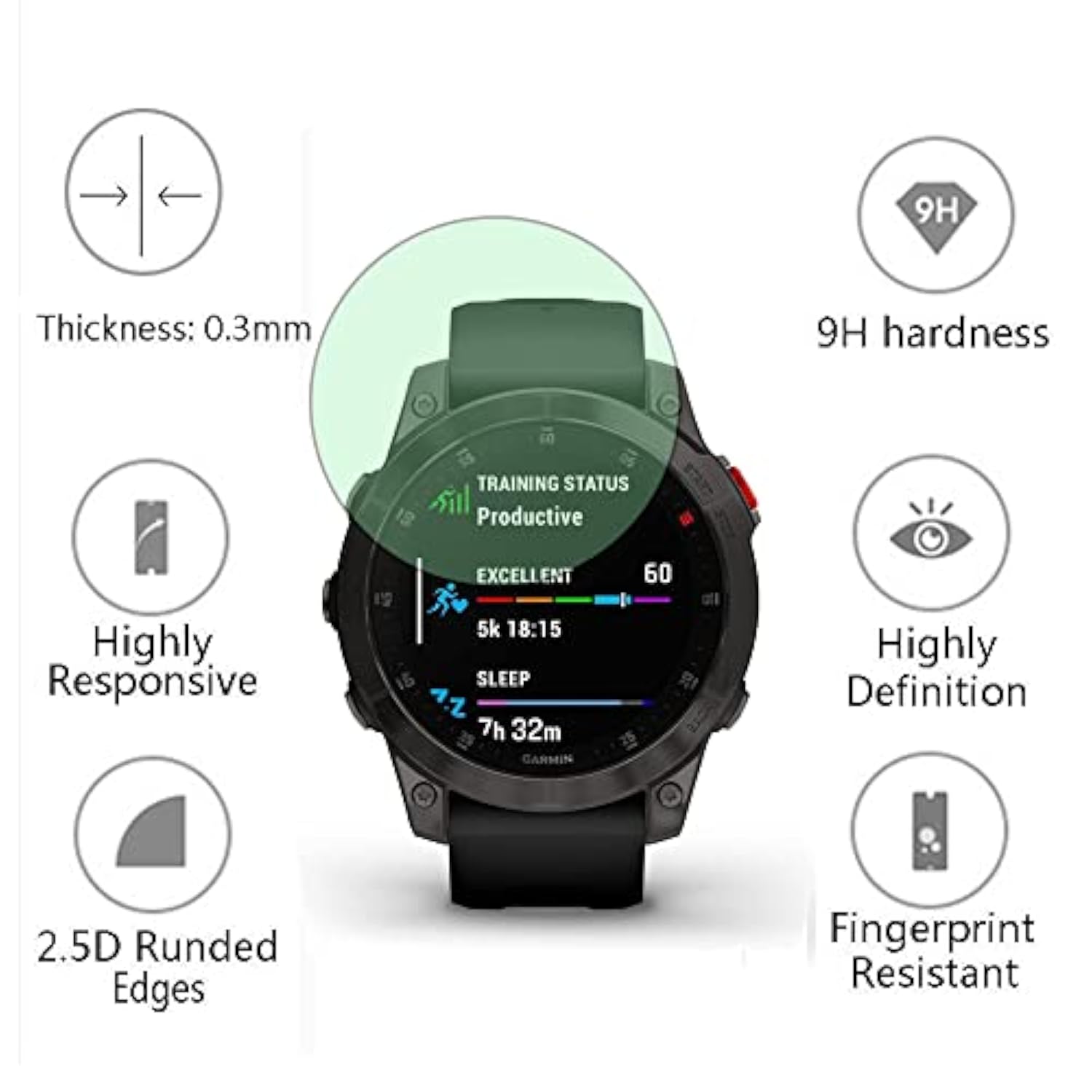 Watch Screen Protector (3+1Pack) Compatible For Garmin Epix Gen 2, Tempered Glass Film Anti-Scratch High Definition Full Coverage And Soft Tpu Protective Case, D39Mm