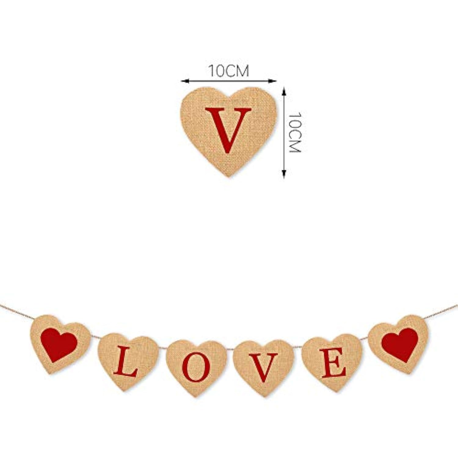 Burlap Love Banner With Heart For Valentines Day Wedding Party Anniver