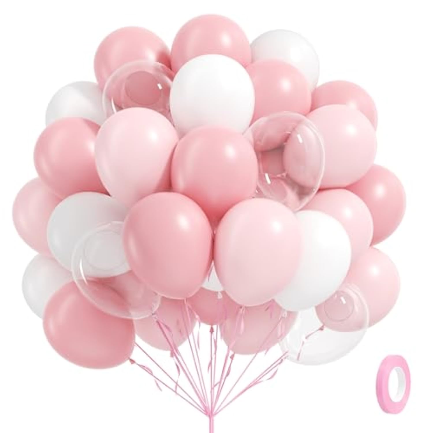 60Pcs Light Pink Balloons With Clear Pastel Pink And White Balloons For Wedding Bridal Baby Shower Shower Birthday Party Decorations