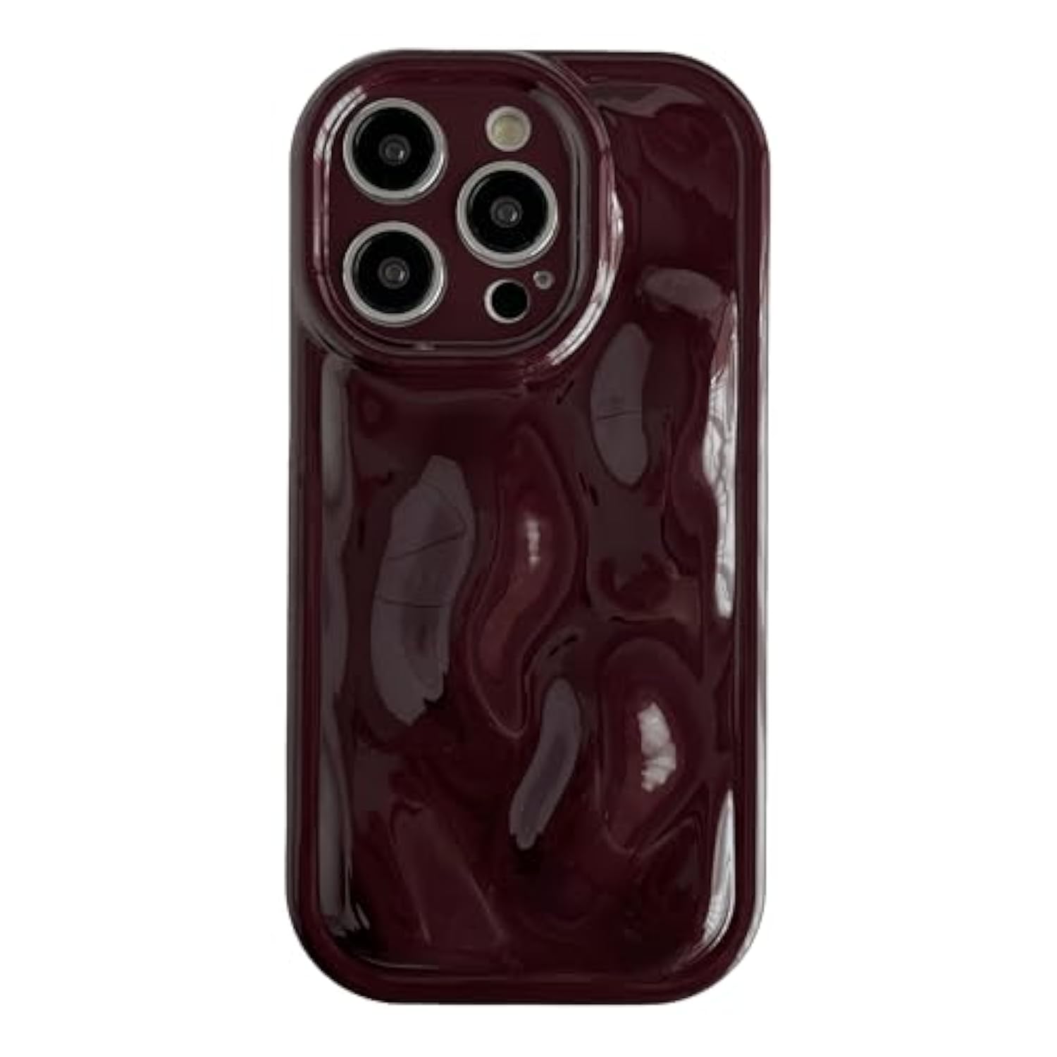 For Iphone 14 Pro Case,Water Ripple Wave Meteorite Bubble Chrome Plating Soft Phone Case (Wine Red)