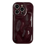 For Iphone 14 Pro Case,Water Ripple Wave Meteorite Bubble Chrome Plating Soft Phone Case (Wine Red)