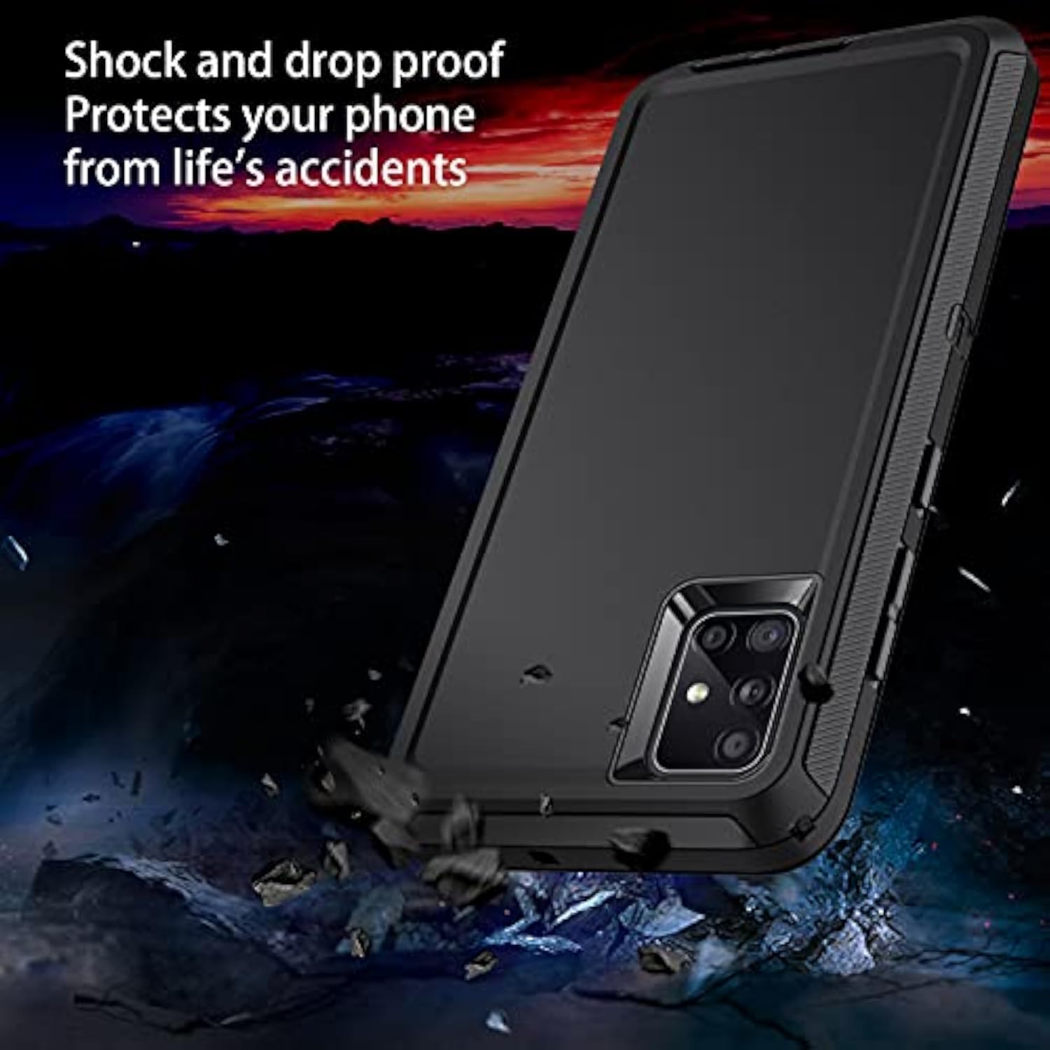 Heavy Duty Rugged Hard Cover Case for Samsung Galaxy A51 4G 6.5 inch, Black