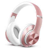 9S Over Ear Bluetooth Headphones, 60 Hours Playtime, Hifi Stereo, Deep Bass, Microphone, Foldable, Rose Gold