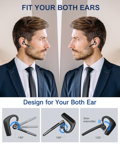 Bluetooth Headset V5.4, Wireless Bluetooth Earpiece With Cvc8.0 Dual Mic Noise Cancelling 110 Hours Talktime For Cell Phone/Iphone And Android Headphones For Trucker/Driver/Business