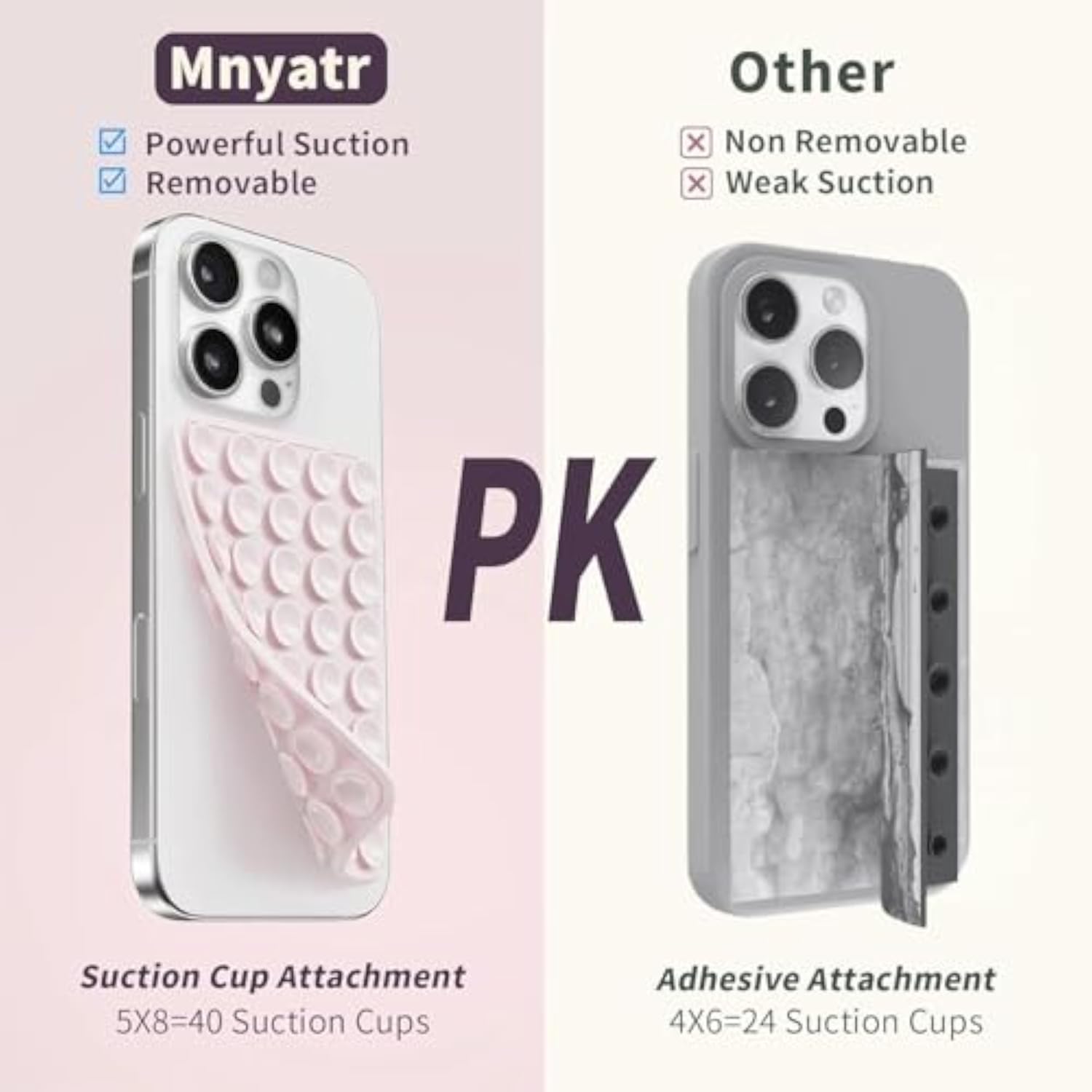 Double Sided Phone Case Mount, 2 Pack, Light Pink and Hot Pink