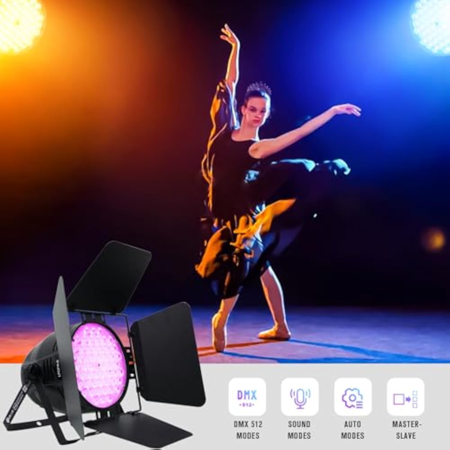 54X4W High Cri Par Light With Barn Doors, Cri/Ra>90 Rgbw 4 In 1 Ultra-Bright Led Stage Lighting, Up To 5600 Lm, Party Disco Dj Light For Photography, Club, Wedding, Show, 1 Pack