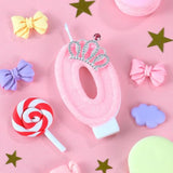 Pink Birthday Candle Crown Number 0 Candles Cake Candle,Pink Birthday Cake Topper Cupcake Decorations Party Decor For Girls And Women Anniversary Celebrations Supplies Favors