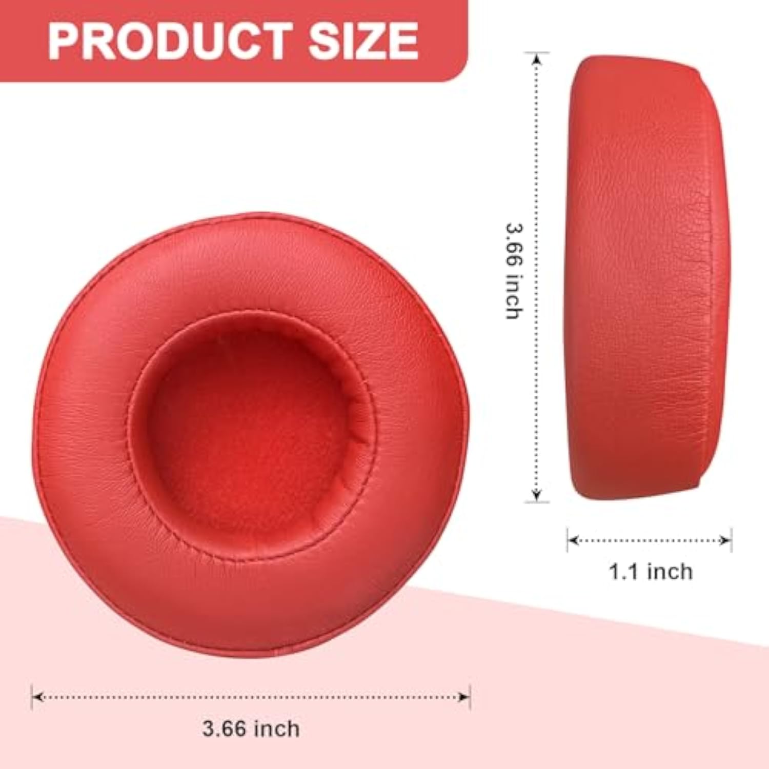 Ear Pads Ear Cushion Earpads Replacement Compatible With Beats By Dr Dre Pro Detox Headphones, Memory Foam Soft Protein Leather (Red)