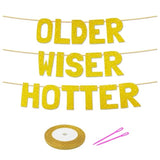 30Th 40Th 50Th 60Th 70Th 80Th Birthday Decorations (Glitter Golden) - 7.1" Large Glitter Letters, 900" Ribbon & Two Threading Needles Diy Kit