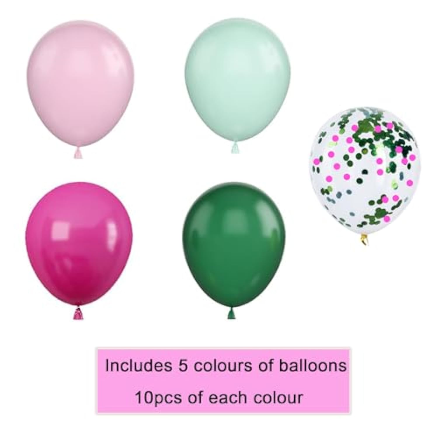 Pink & Green Latex Balloon Set: Party Decorations, 50pcs