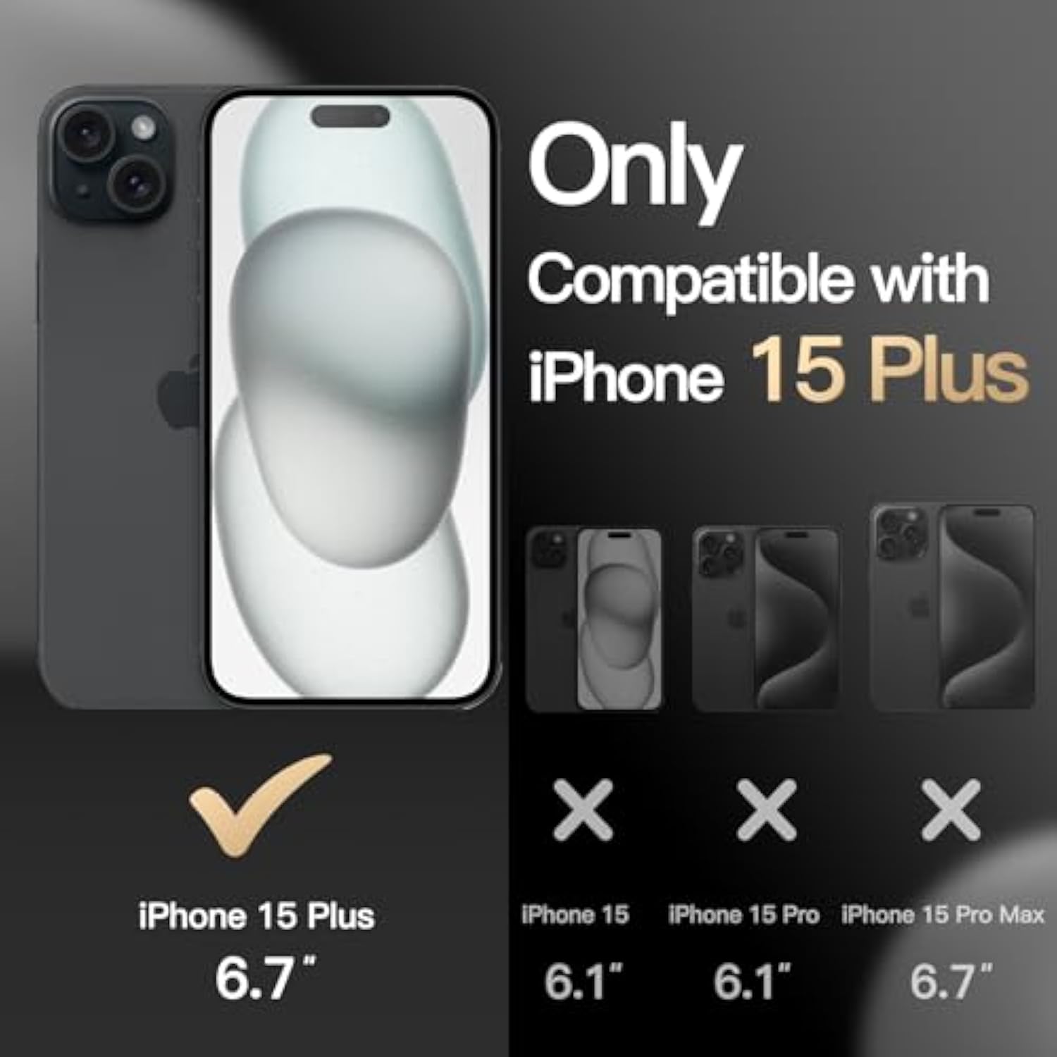 JETech Case for iPhone 15 Plus 6.7-Inch Compatible with MagSafe, Heavy Duty Dual-Layer Rugged Protection, Shockproof Protective Tough Phone Magnetic Cover (Black)