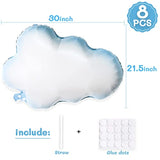 Large Cloud Mylar Balloons - Blue & White Party Decorations - Set of 8