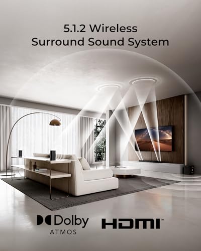 Skywave X40 5.1.2ch Sound Bar for Smart TV w/Dolby Atmos, Wireless Surround Sound System for TV, 530W Soundbar with Wireless Subwoofer, GaN