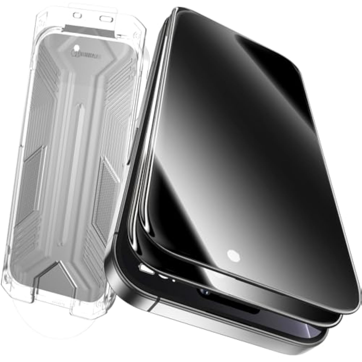 2 Pack For Iphone 15 Pro Max Privacy Screen Protector Tempered Glass:9H+ Durable, Auto Positioning, Bubble Free, High Definition, Easy Installation