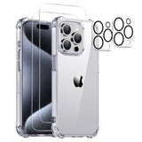 iPhone 15 Pro Max Clear Case 5-in-1 Lens Glass Screen Protector