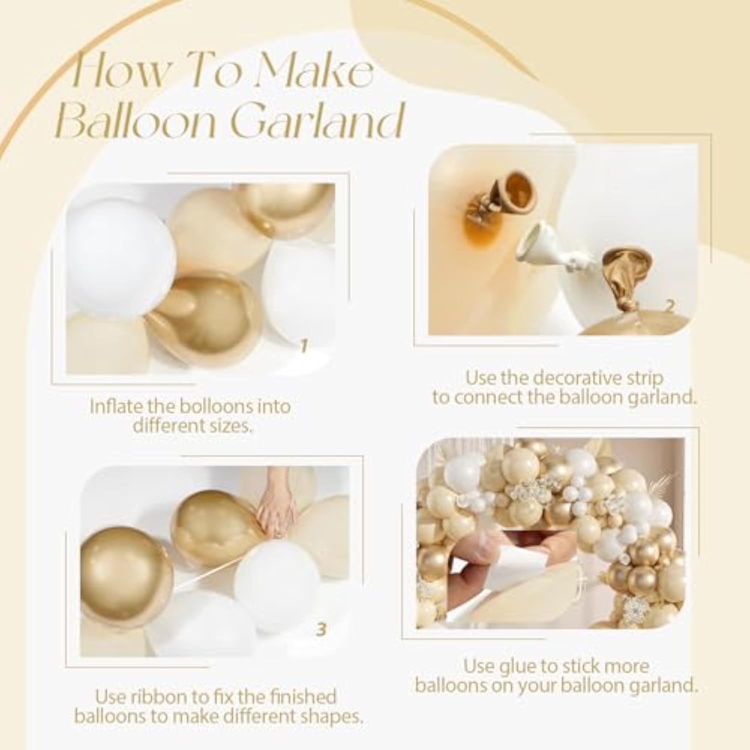 135Pcs White And Gold Balloon Garland Arch Kit, With Nude White And Gold Balloons For Baby Shower Bridal Wedding Engagement Anniversary Baptism Birthday Party