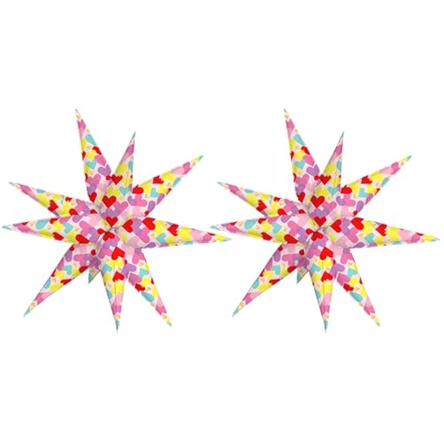 2pcs 32in Heart Star Foil Balloons Yellow for Weddings Valentine Party Decor