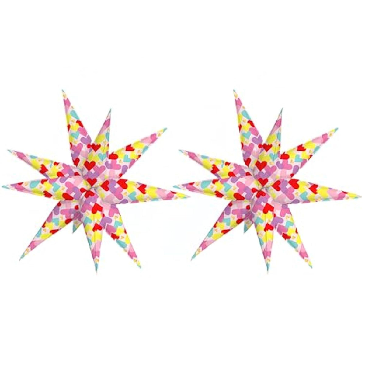 2pcs 32in Heart Star Foil Balloons Yellow for Weddings Valentine Party Decor