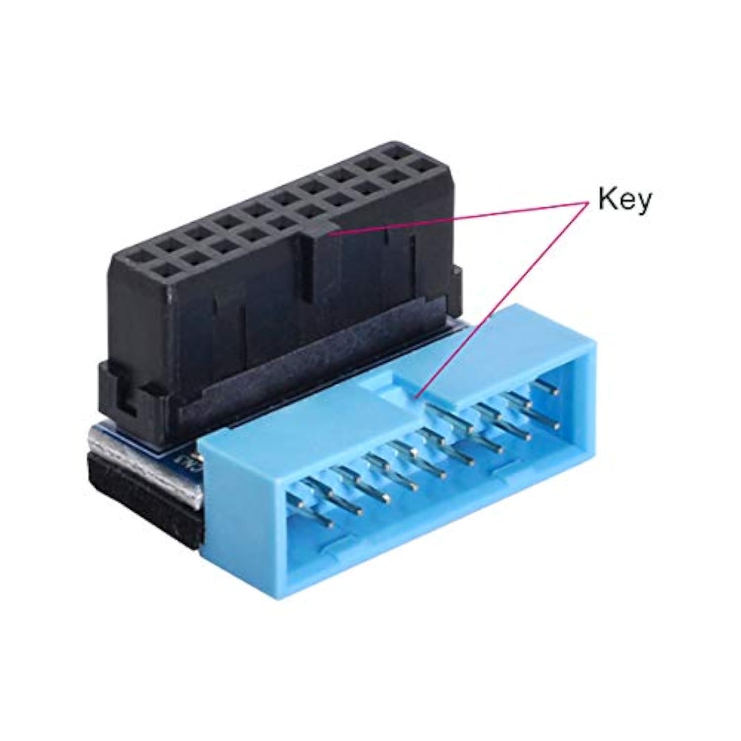 cablecc USB 3.0 20pin Male to Female Extension Adapter Down Angled 90 Degree f