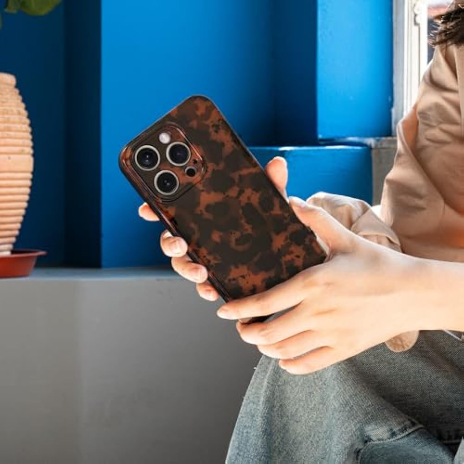 Phone Case For 15 Pro Max, Lightweight Tortoise Shell Tpu Slim Phone Cover For Women, Drop Protection Shockproof Protective Phone Holder (For 15 Pro Max)