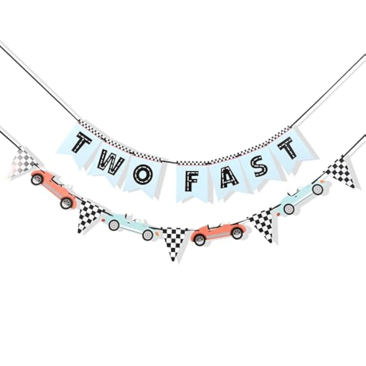 Two Fast Banner for Racing Theme 2nd Birthday Party Decorations