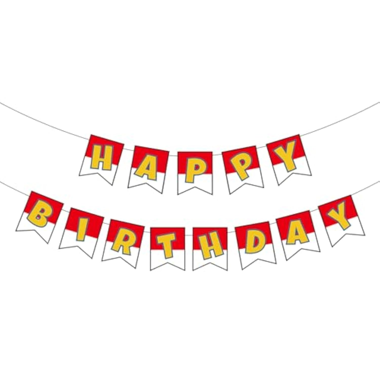 Red & White Cartoon Birthday Banner for Kids & Adults Party Decor