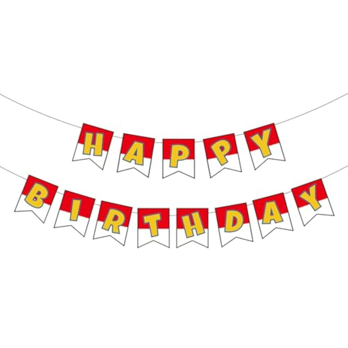 Red & White Cartoon Birthday Banner for Kids & Adults Party Decor