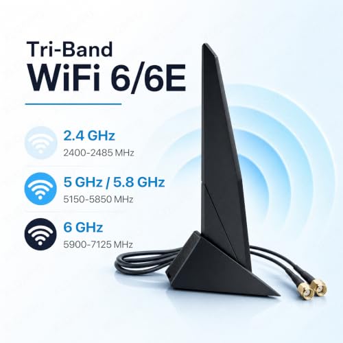 External Wifi 6 6E Antenna 2.4G/5G Magnetic Base Antenna Pc Desktop Computer For Asus Rog Strix Z690 B460 B360 H610 H670 M13H M12 M11 Wifi 2T2R Motherboard Card (Cable 80Cm/2.7Ft)
