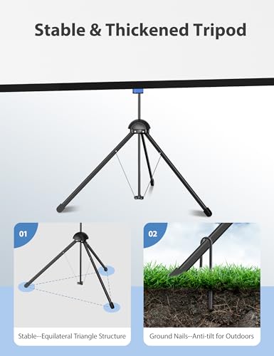 Projector Screen With Stand, 100-Inch Outdoor Indoor Projector Screen 16:9 4K Hd Pvc, 1.5 Gain Portable Wrinkle-Free Movie Screen For Home Backyard Theater With Carry Bag, Ground Nails