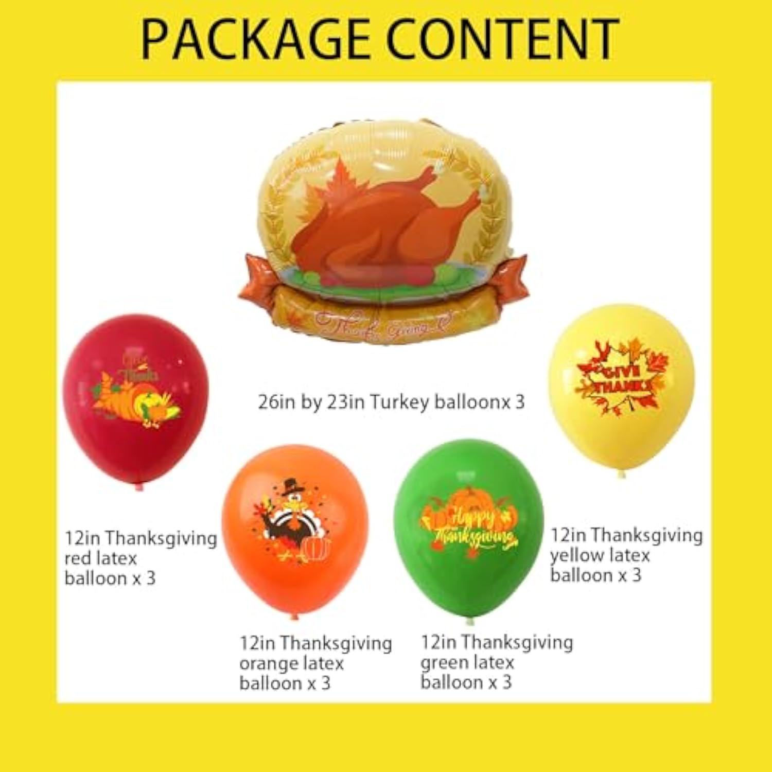 Thanksgiving Balloons 15Pcs Turkey Foil and Latex Balloons for Party Decor Birthday Harvest