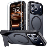 For Iphone 17 Pro Case With Kickstand,[Compatible With Magsafe] [12Ft Military Grade Protection] Slim Translucent Matte Shockproof Phone Case,6.3",Black