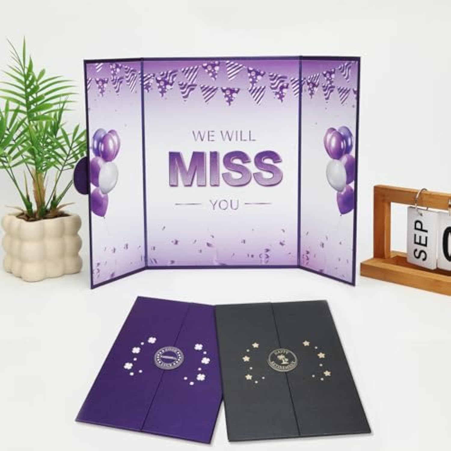 Farewell Party Decorations Purple We Will Miss You Card Guest Book To Sign Signature Coworker Leaving Job Goodbye Going Away Moving Graduation Retirement Gifts For Women Friends Boss Work Bestie