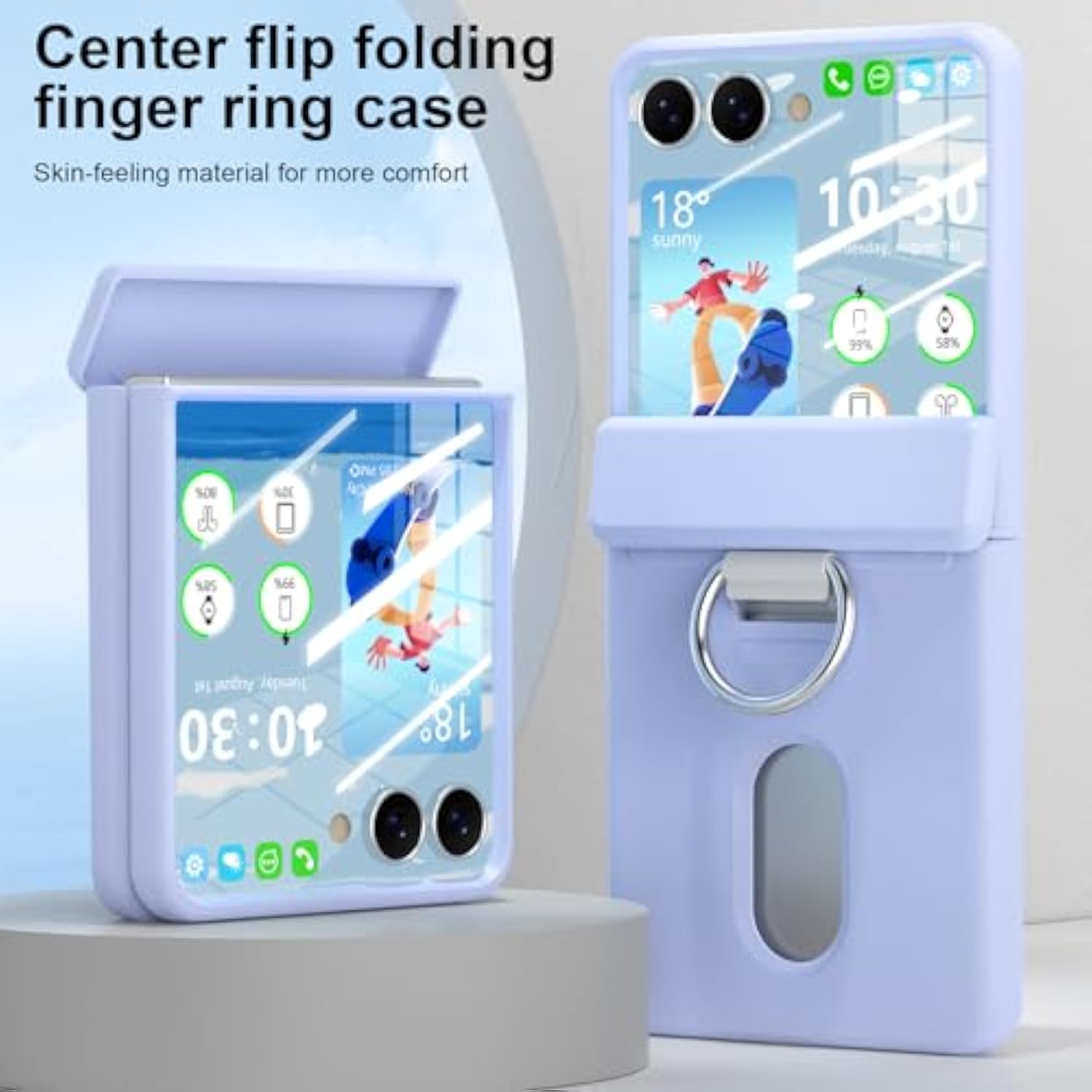 Designed For Samsung Galaxy Z Flip 7 Case, Flip 7 Wallet Case With Card Holder & Screen Protector & Hinge Protection Shockproof Durable Phone Cover (Purple)