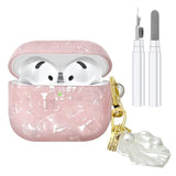 Cute TPU Protective Case Cover for AirPods 4 Case 2024 with Cleaner Kit and Shell Lanyard Accessories for Women Girls (Pink)