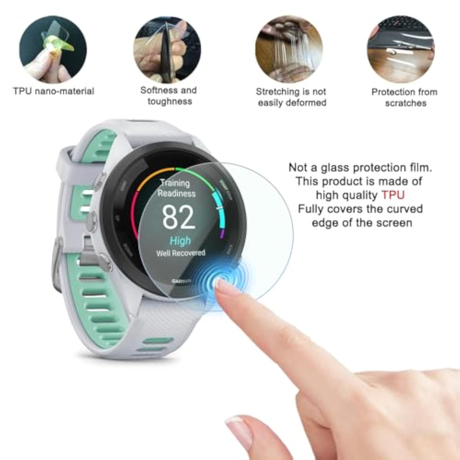 Screen Protectors Compatible For Garmin Forerunner 265S?Smartwatch Clear Tpu Protective Film And Charge Port Protective Plug (4+4 Pack)[Protectors Film It'S Not Glass]