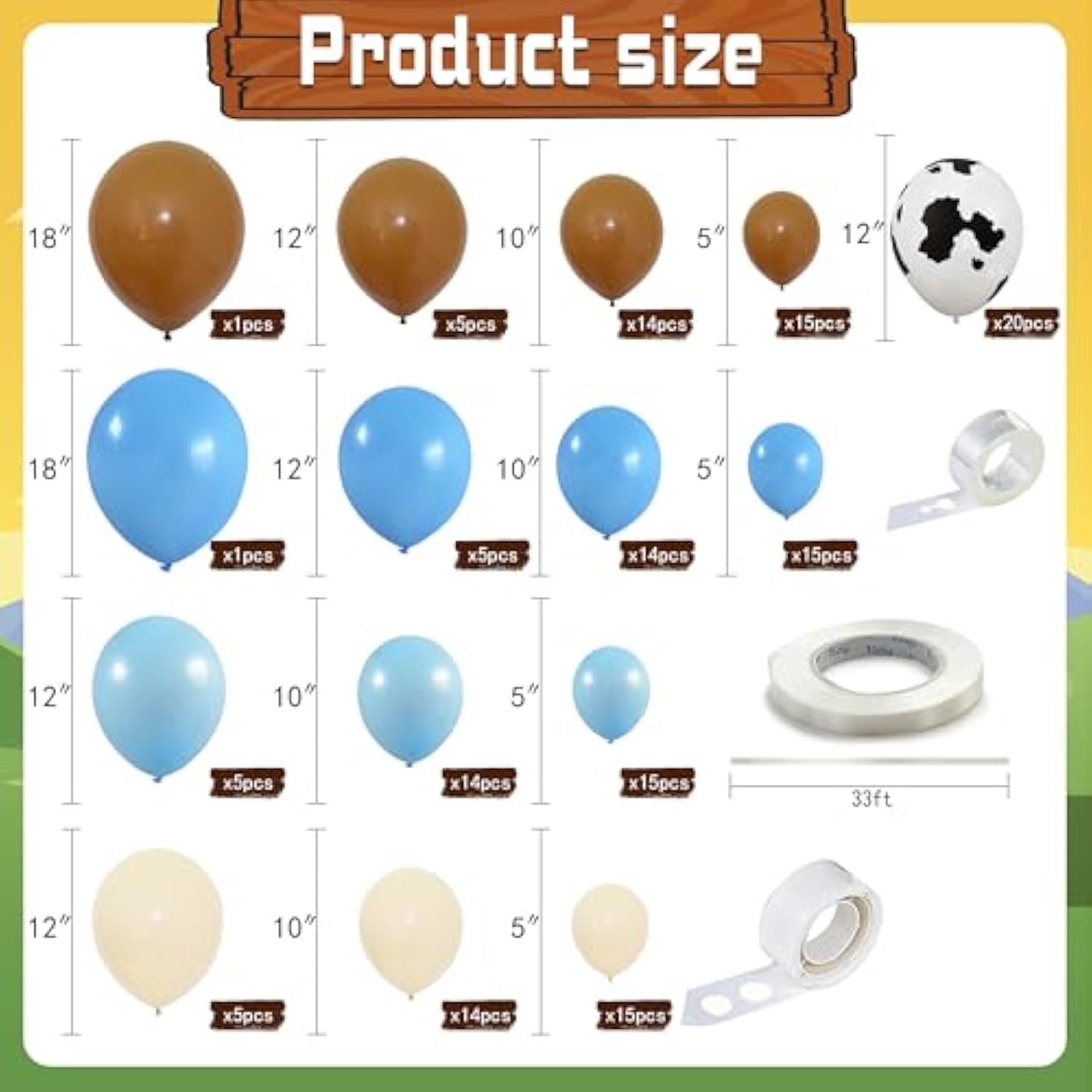 Blue Cow Balloon Garland Kit: Farm Cowboy Party Decorations