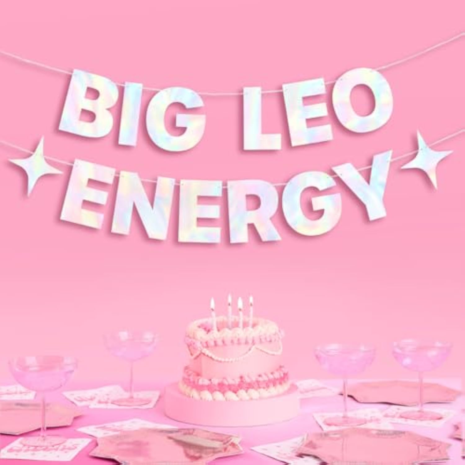 Big Leo Energy Birthday Party Iridescent Foil Banner - 5 Ft. | Zodiac Leo, Horoscope, Astrology Bday Party Decorations Gift