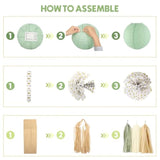 51pcs Sage Green Baby Shower Decor Set with Balloons, Banner, Cake Topper & More