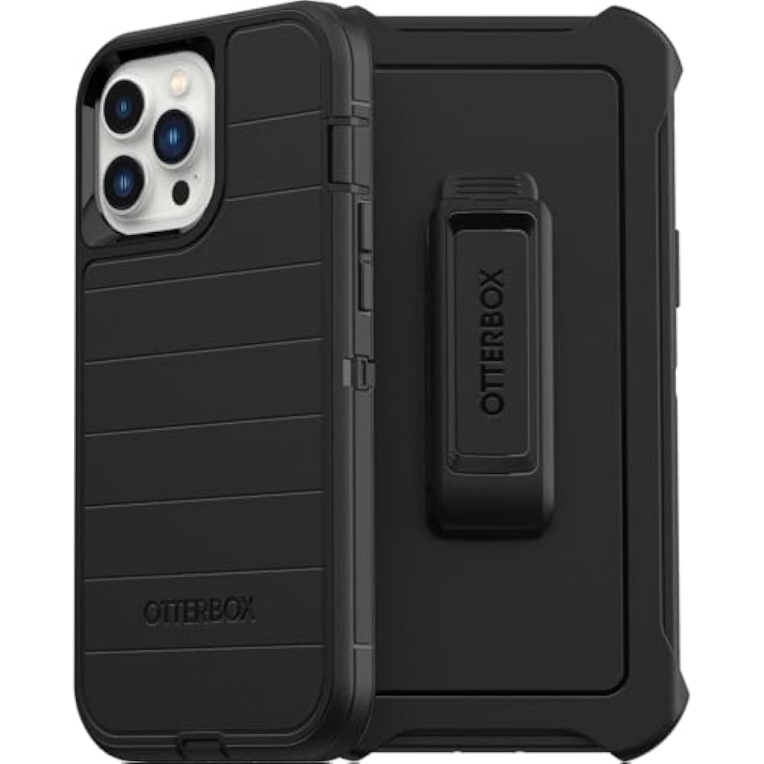 OtterBox iPhone 13 Pro Max & iPhone 12 Pro Max Defender Series Case - Black, Rugged & Durable, with Port Protection, Includes Holster Clip Kickstand