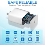 [2-Pack] Usb C Wall Charger, Pd 20W Fast Charging Power Adapter Plug For Iphone 14/13/12/11 Pro Max, Mini, Pro Xr, Galaxy, Pixel 4/3, Ipad/Ipad Mini And More Etl Certificated Charger Adapter