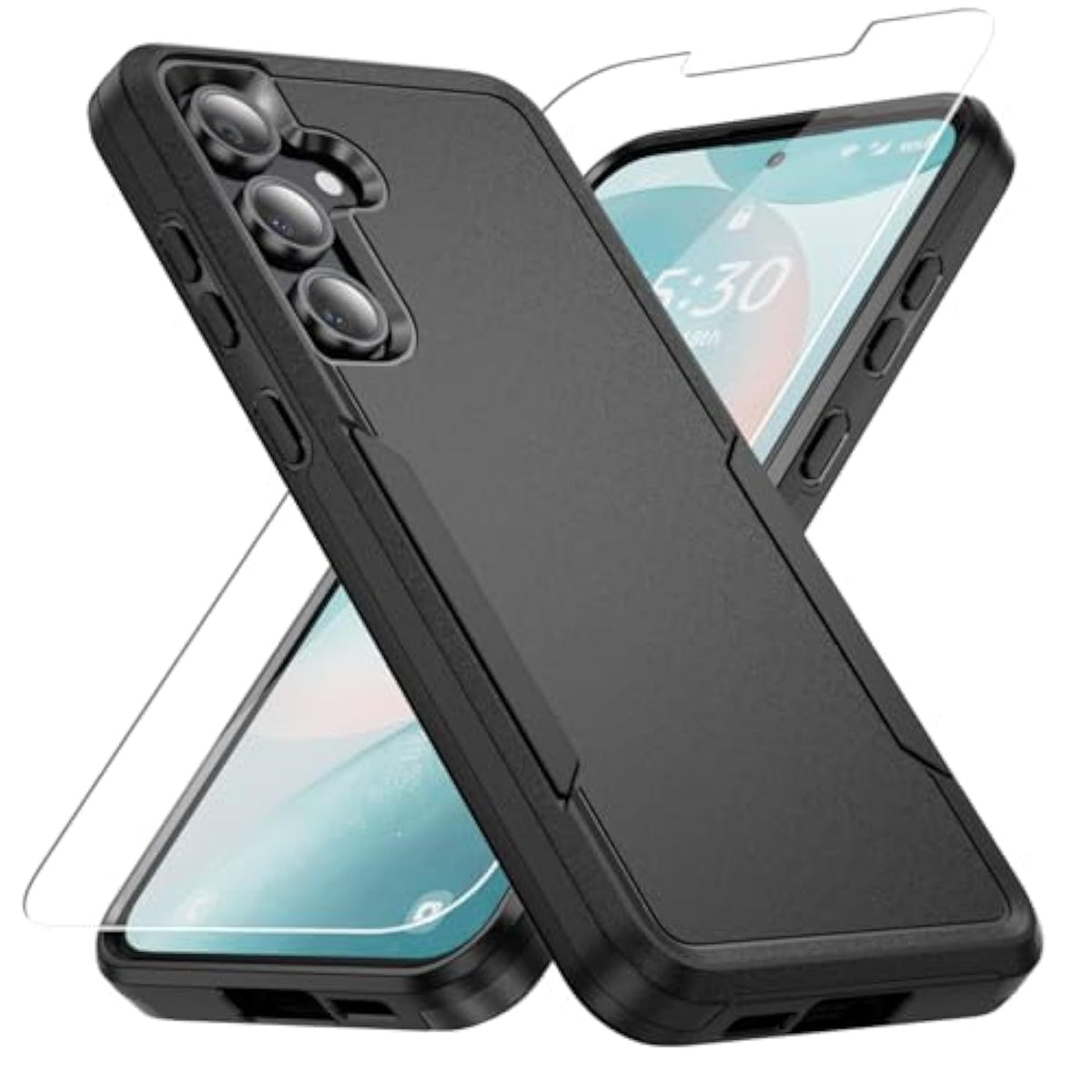 For Samsung Galaxy S24 Fe Case,With Hd Screen Protector [Military Grade Drop Tested] Heavy-Duty Tough Rugged Shockproof Protective Case For Samsung S24 Fe, Black