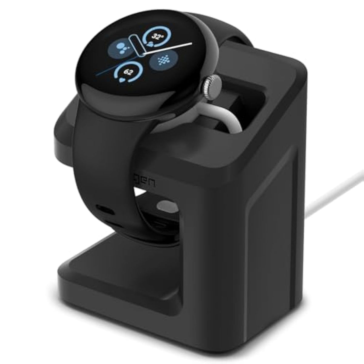 Spigen S355 Stand Designed for Google Pixel Watch 3/2 Charger Stand Durable TPU with Non-Slip Stable Base (NOT Compatible with Pixel Watch 1) - Black