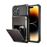 For Iphone 14 Pro Max Case Wallet Cover 4-Card Credit Card Holder Id Slot Scratch Resistant Dual Layer Hybrid Protective Hard Shell Rugged Tpu Bumper Armor Case 6.7 Inch Gun
