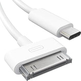 KabelDirekt 30-Pin to USB C Adapter Cable for iPhone 4S/4/3G/3/1, iPad 3/2/1, iPod 3 – 3ft – Male to Male, White (Next-Generation Data/Charging Cable from USB-C to Dock Connector)