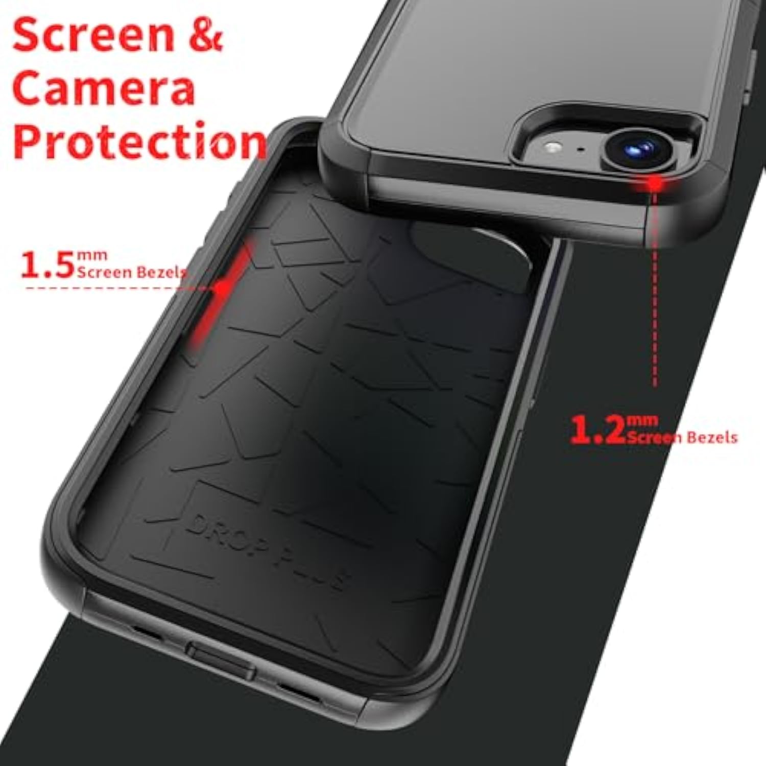 For 16E Case With Screen Protector Heavy Duty 3 In 1 Shockproof Protective Phone Case For Se4 6.1 Inch (Black)